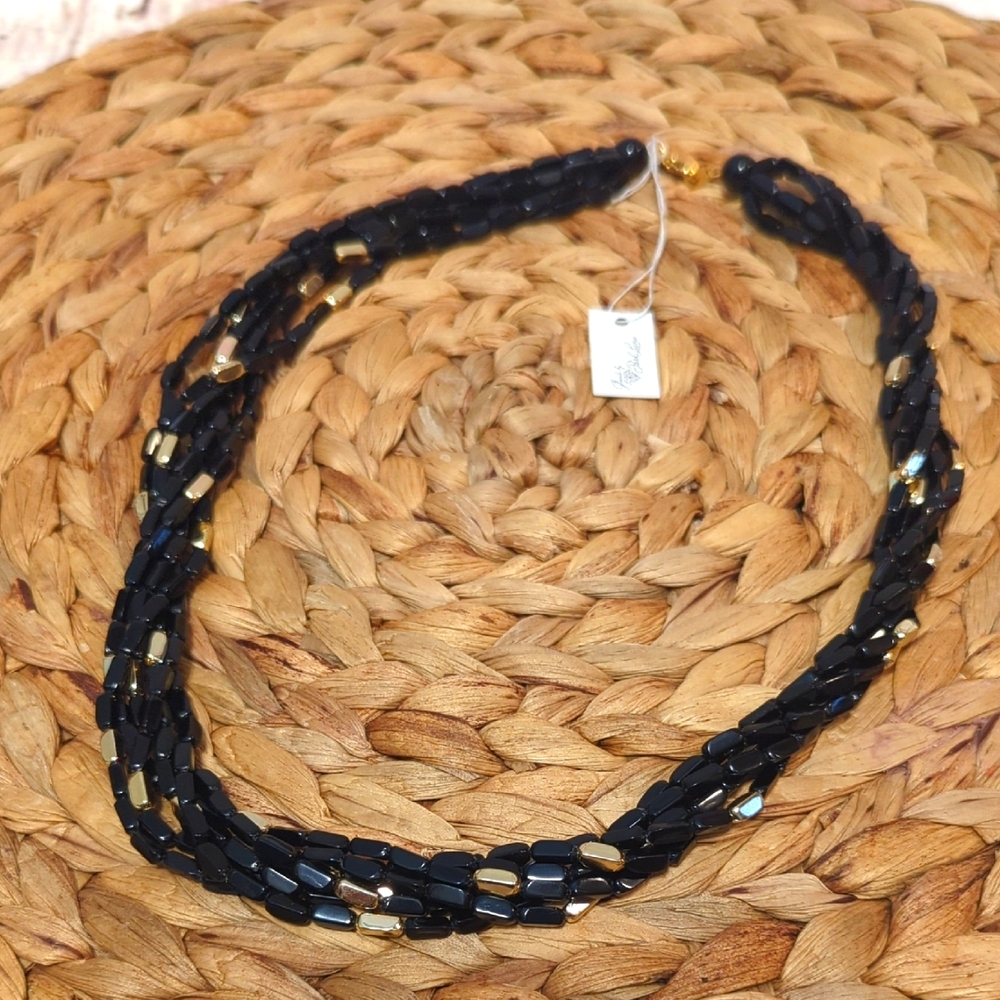 Park Lane 23 Inch Elegant Black and‎ Gold Beaded Necklace NWT